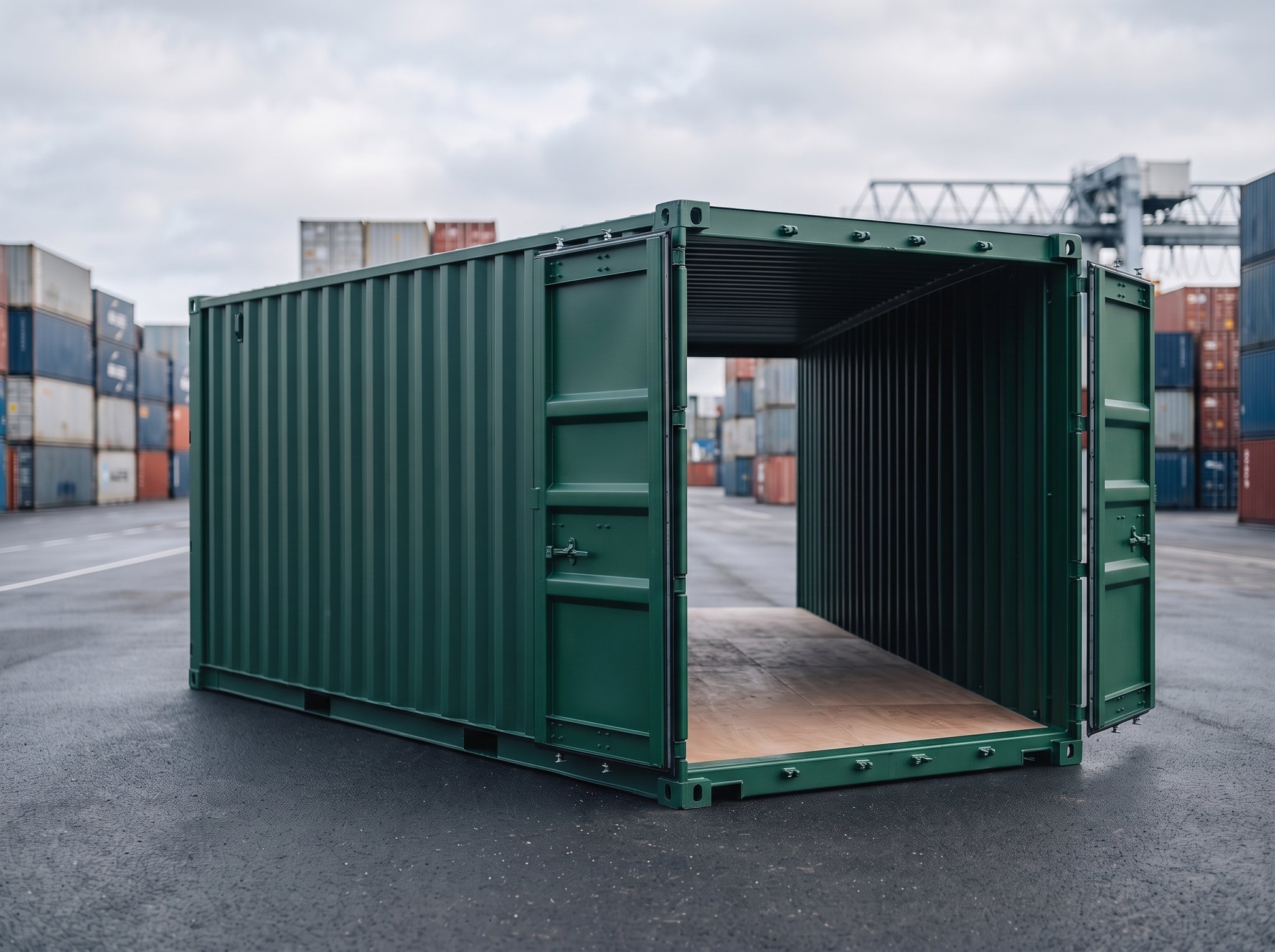 20 Fuß Container – Doppelflügeltür (Türen beidseitig) – Geöffnete Türen