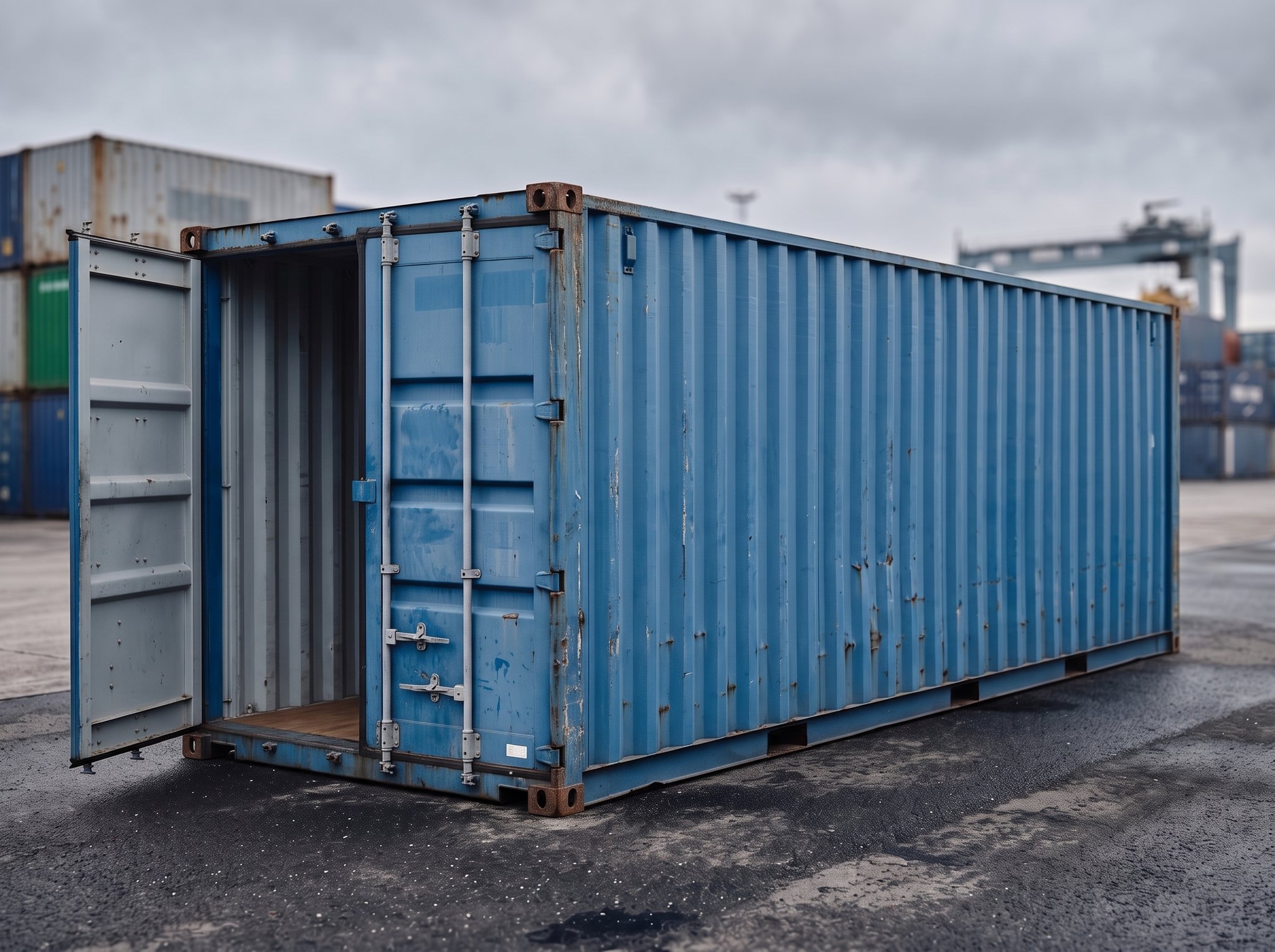 40 Fuß Lagercontainer – Gebraucht – Geöffnete Türen