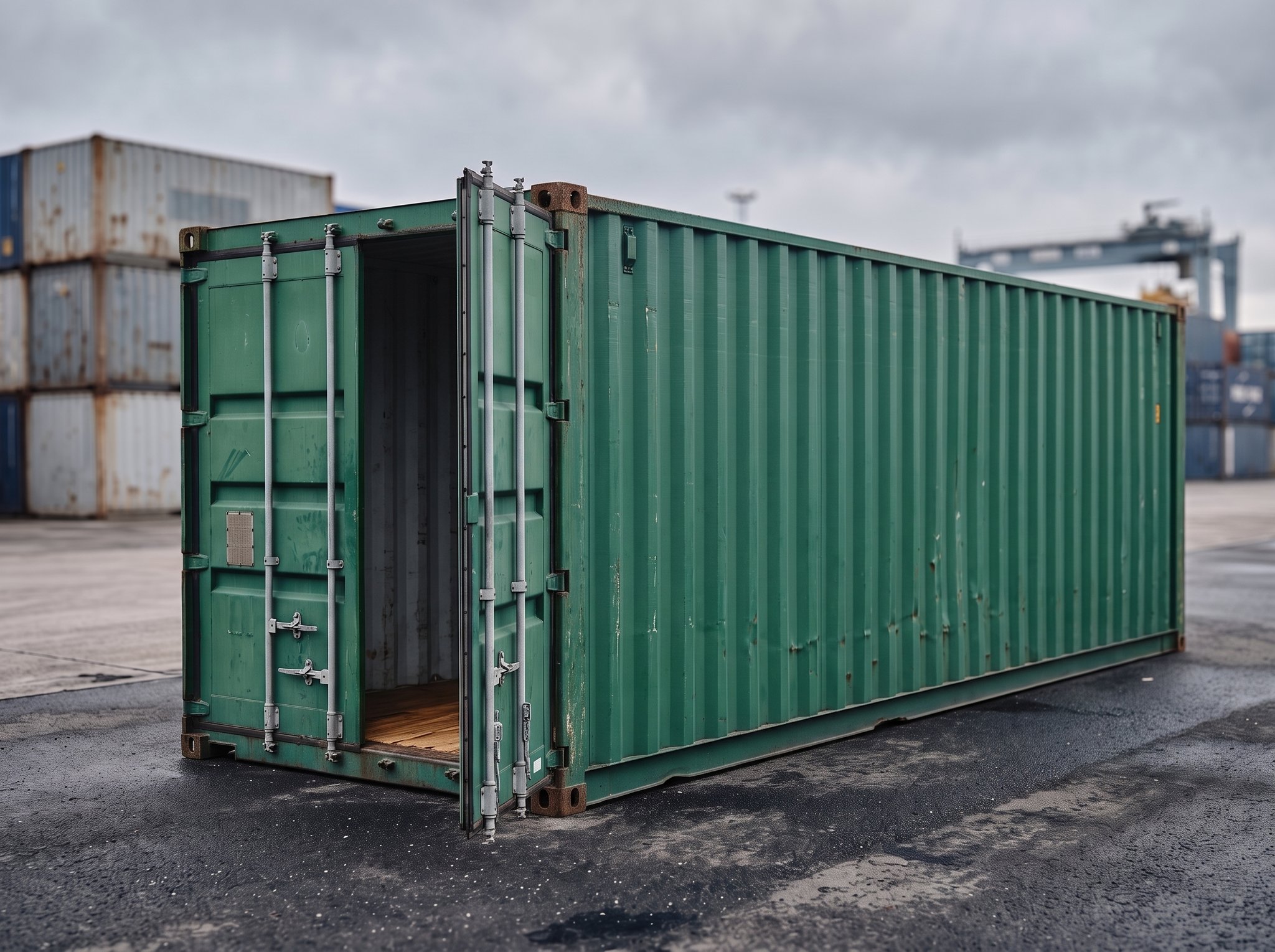 40 Fuß High Cube – Gebraucht – Geöffnete Türen