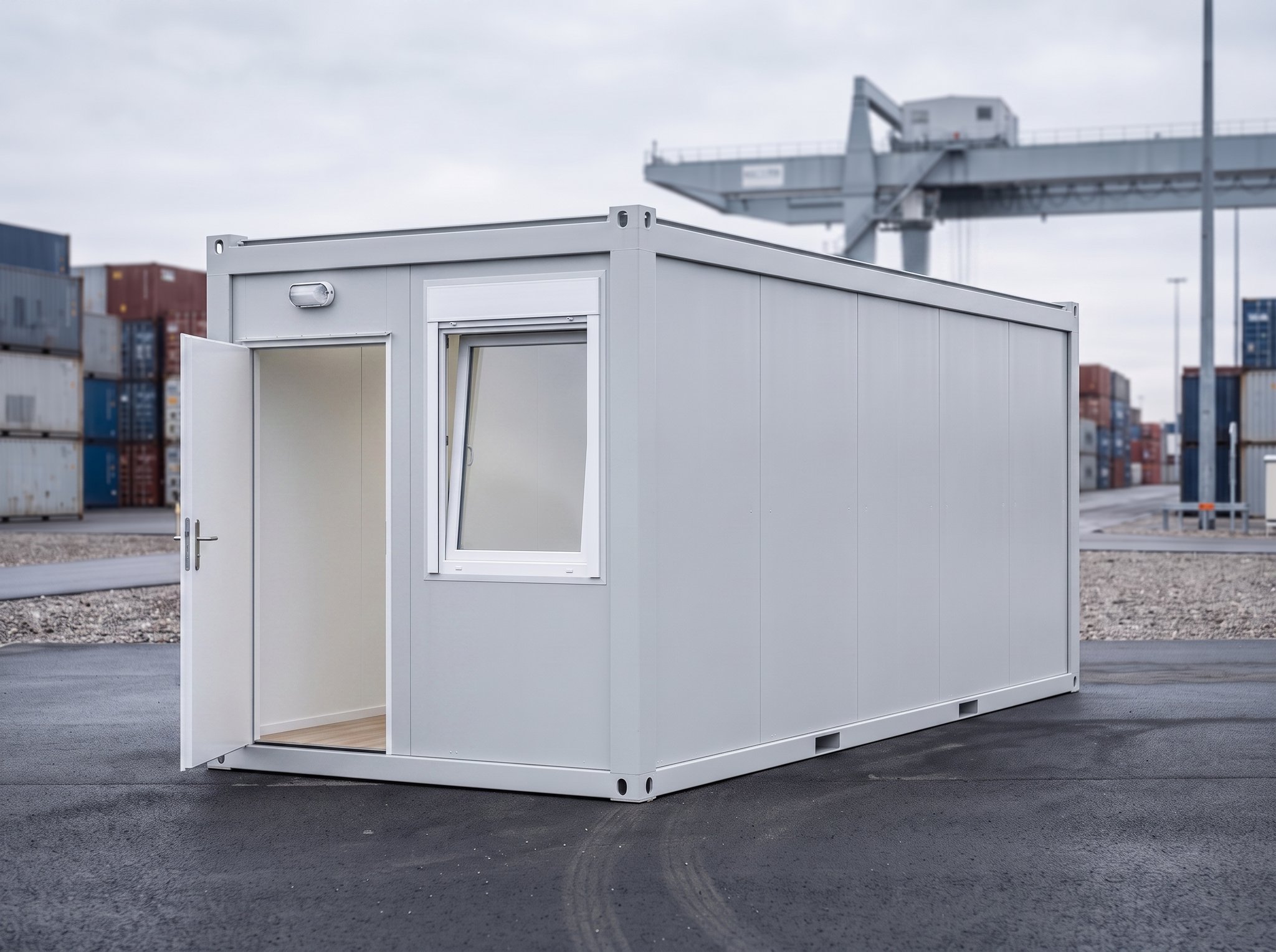 20 Fuß Bürocontainer – Gebraucht – Geöffnete Türen